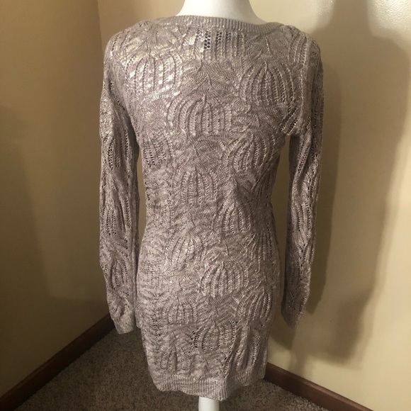 INC Taupe and Metallic Gold Sweater/Dress Sz M NWOT - Picture 3 of 5